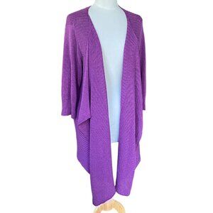 Eileen Fisher Woman Silk Linen Cardigan Sz 1X Purple Waterfall Lagenlook Sweater